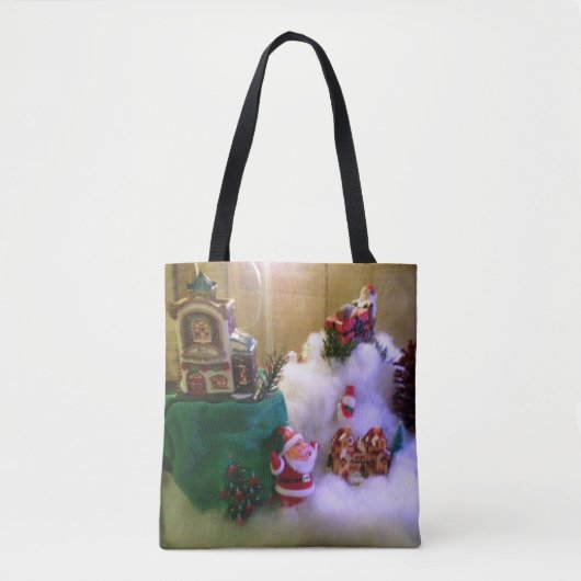 Kerstsneeuw Dorp AllOverPrint Tote Bag (Voorkant)