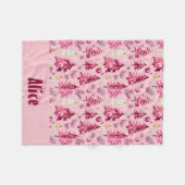 Kerstsneeuw en bomen Fuchsia & roze met naam Fleece Deken (Voorkant (Horizontaal))