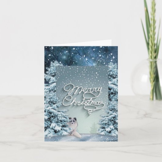 Kerstsneeuw Feestdagen Kaart (Voorkant)