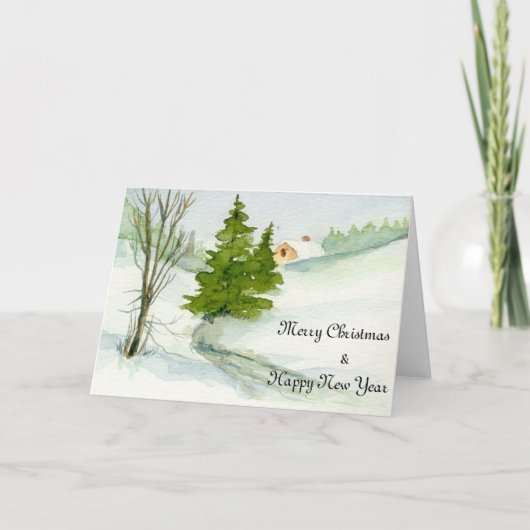 Kerstsneeuw Feestdagen Kaart (Voorkant)