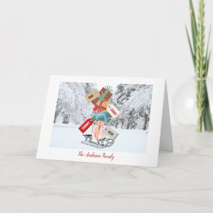 Kerstsneeuw Geleide naam Tsjetsjeense Vintage Kaart