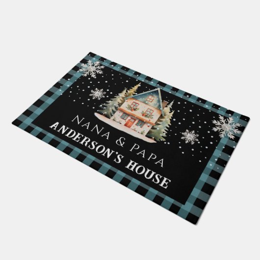 Kerstsneeuw Grootouders Welkom Deur Mat (Schuin)