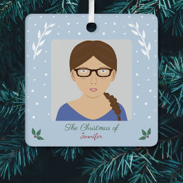 Kerstsneeuw & Holly aangepaste foto Ornament