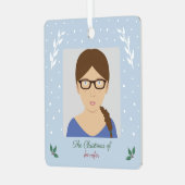 Kerstsneeuw & Holly aangepaste foto Ornament (Voorkant links)