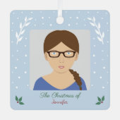 Kerstsneeuw & Holly aangepaste foto Ornament (Voorkant)