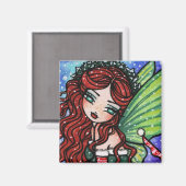 Kerstsneeuw Ierse Fae Fairy Art van Hannah Lynn Magneet (Voorkant / Achterkant)