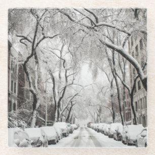 Kerstsneeuw in Brooklyn NY Glazen Onderzetter