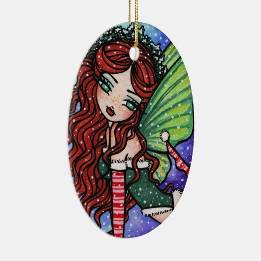 kerstsneeuw Irish Fae Fairy Art van Hannah Lynn Keramisch Ornament (Rechts)