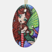 kerstsneeuw Irish Fae Fairy Art van Hannah Lynn Keramisch Ornament (Links)