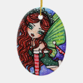 kerstsneeuw Irish Fae Fairy Art van Hannah Lynn Keramisch Ornament (Voorkant)