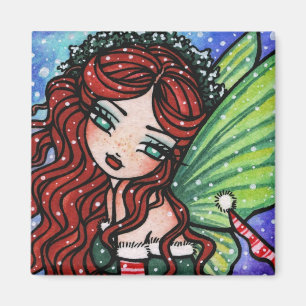 kerstsneeuw Irish Fae Fairy Art van Hannah Lynn Magneet