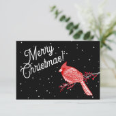 Kerstsneeuw Kardinaal Dank je wel Bedankkaart (Staand voorkant)