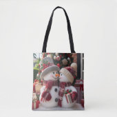 Kerstsneeuw Koppel Tote Bag (Voorkant)