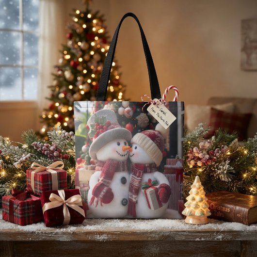 Kerstsneeuw Koppel Tote Bag