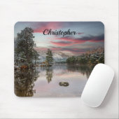 Kerstsneeuw landschap Schotse Loch Mousepad Muismat (Met muis)