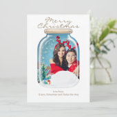 Kerstsneeuw Metselwerk Pot Foto Persoonlijke Kaart (Staand voorkant)