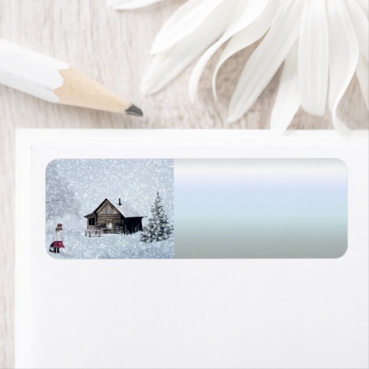 Kerstsneeuw op de Cabin Etiket (Insitu)
