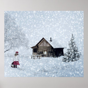 Kerstsneeuw op de Cabin Poster