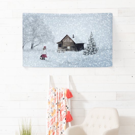 Kerstsneeuw op de Cabin Spandoek (Insitu)