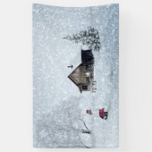 Kerstsneeuw op de Cabin Spandoek (Verticaal)