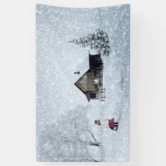 Kerstsneeuw op de Cabin Spandoek (Verticaal)