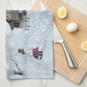 Kerstsneeuw op de Cabin Theedoek (Quarter Fold)