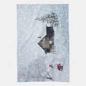 Kerstsneeuw op de Cabin Theedoek (Verticaal)
