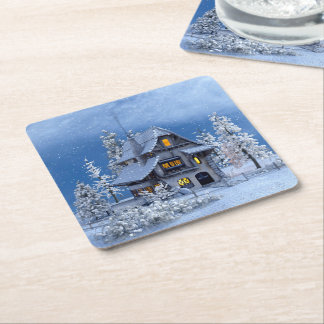 Kerstsneeuw op het ontbijt kartonnen onderzetters
