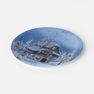 Kerstsneeuw op het ontbijt papieren bordje