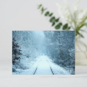 Kerstsneeuw op het spoor bedankkaart (Staand voorkant)