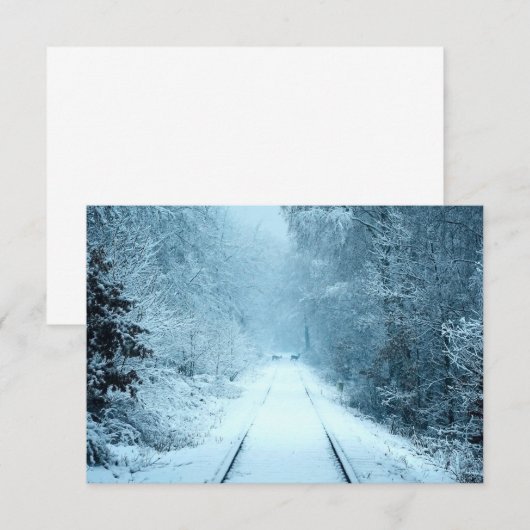 Kerstsneeuw op het spoor bedankkaart (Voorkant / Achterkant)