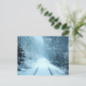 Kerstsneeuw op het spoor briefkaart (Staand voorkant)