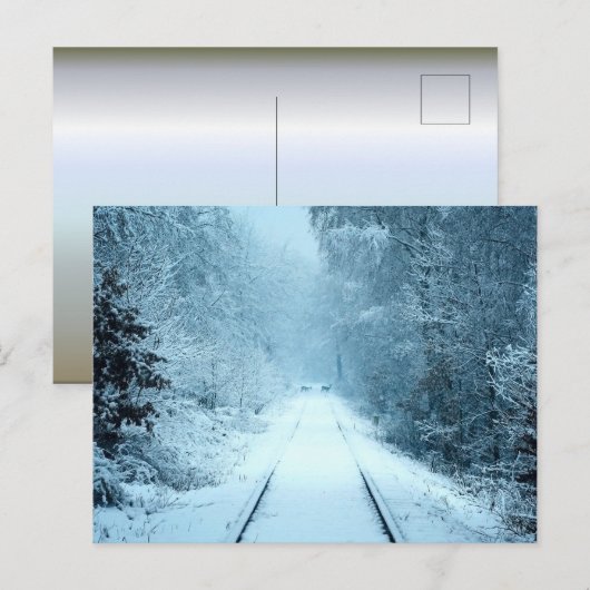 Kerstsneeuw op het spoor briefkaart (Voorkant / Achterkant)