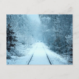 Kerstsneeuw op het spoor briefkaart