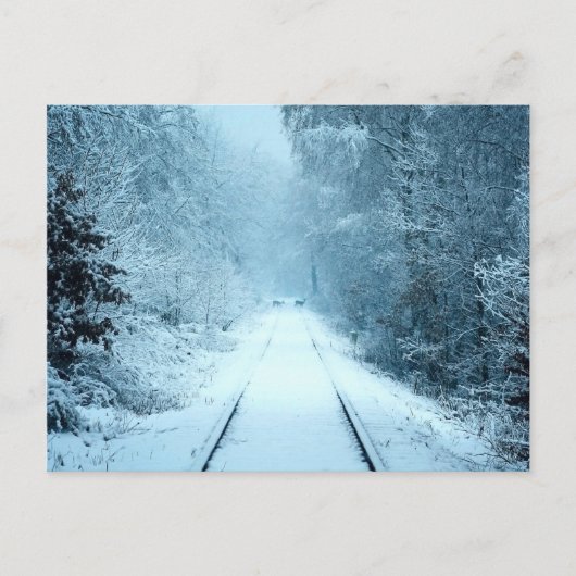 Kerstsneeuw op het spoor briefkaart (Voorkant)