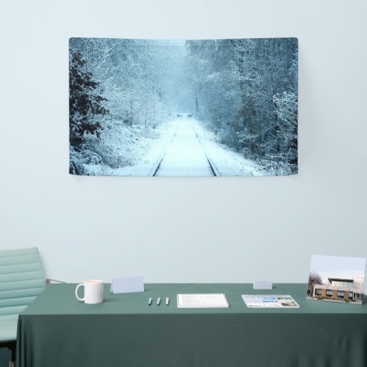 Kerstsneeuw op het spoor spandoek (Beurs)