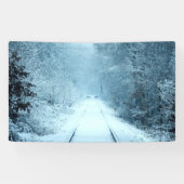 Kerstsneeuw op het spoor spandoek (Horizontaal)
