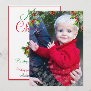 Kerstsneeuw-overlay Personaliseer foto plat kaart