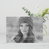 Kerstsneeuw overlay twee foto kaart (Staand voorkant)