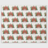 Kerstsneeuw Red Truck Goldendoedels Cadeaupapier (Vlak)