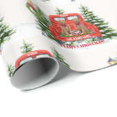 Kerstsneeuw Red Truck Goldendoedels Cadeaupapier (Rol Hoek)