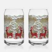 Kerstsneeuw Red Velvet Rendier Snowy Mountain Blikvorm Glas (Links)