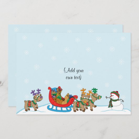 Kerstsneeuw Scene 2zijdig/plat/kaart/& env 7"x5" Feestdagenkaart (Voorkant / Achterkant)