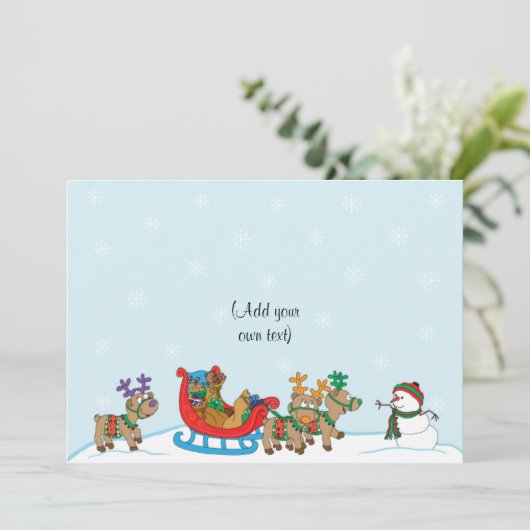 Kerstsneeuw Scene 2zijdig/plat/kaart/& env 7"x5" Feestdagenkaart (Staand voorkant)