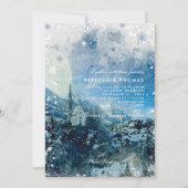 Kerstsneeuw scene wintervakantie bruiloft kaart (Voorkant)