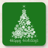 Kerstsneeuw schilfert boom groene set van 6 onderz bier onderzetter (Voorkant)