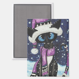 Kerstsneeuw Siamese Kat Amerikaanse MoJo Kussens Magneet