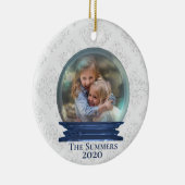 kerstsneeuw Wereldbol Aangepaste foto Sjabloon Keramisch Ornament (Rechts)