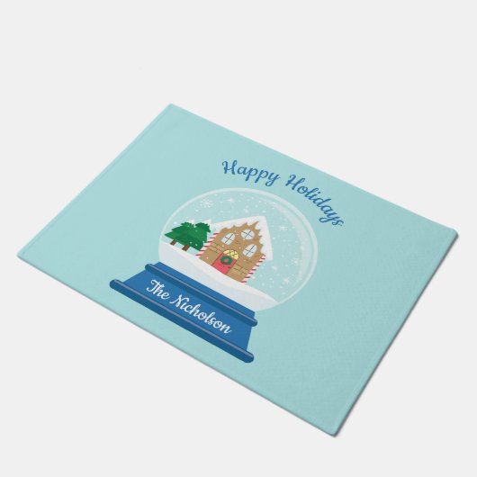 KERSTSNEEUW WERELDBOL DEURMAT (Schuin)