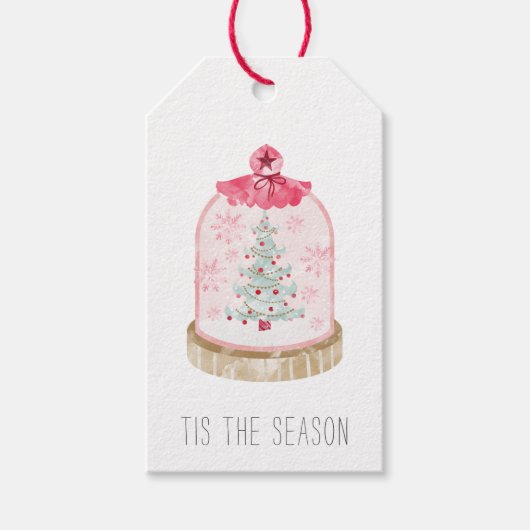 Kerstsneeuw Wereldbol dit seizoen Cadeaulabel (Voorkant)